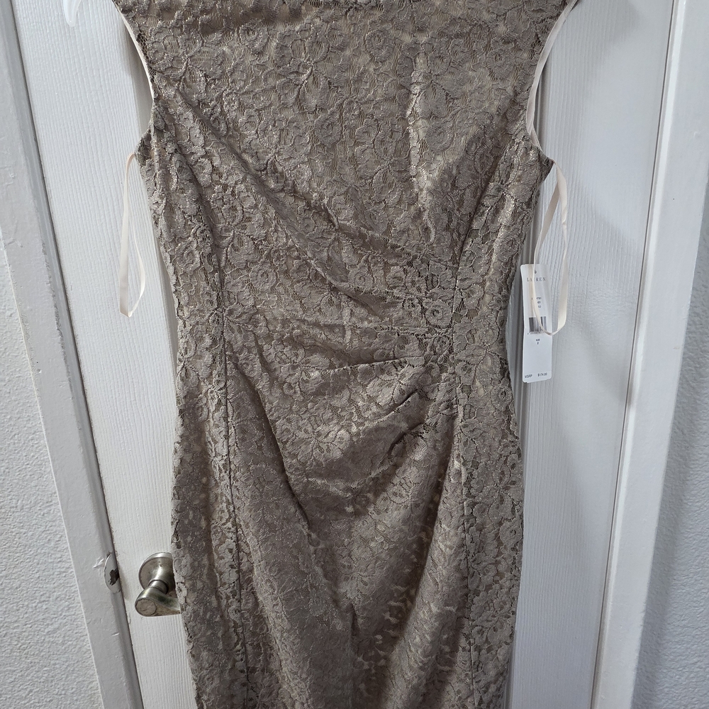 Ralph Lauren Tan Lace Midi Dress